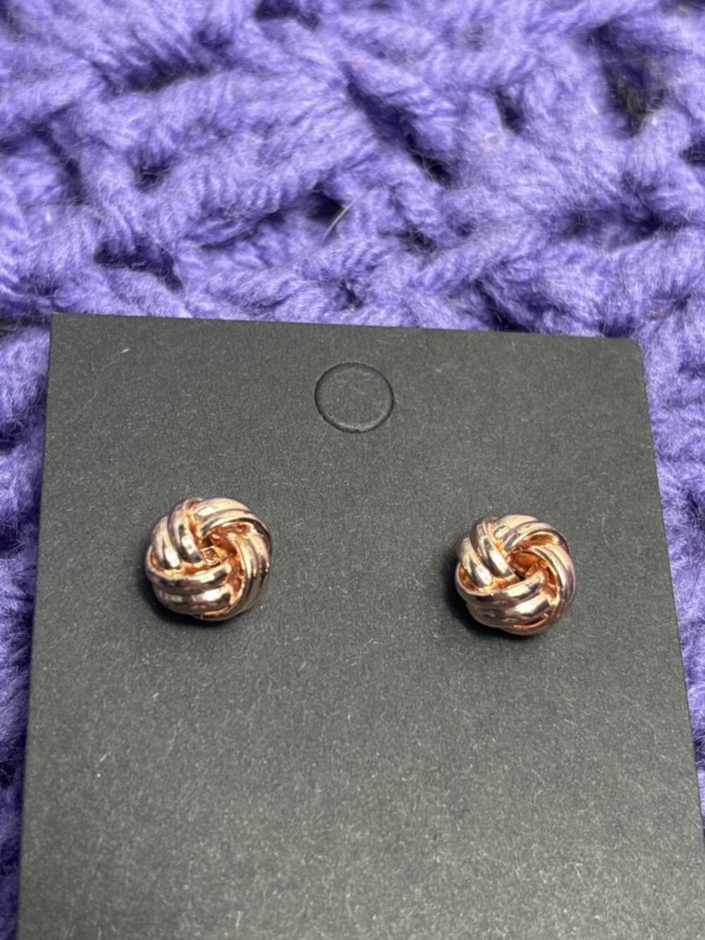 Rose Goldtone Knot Stud Earrings 3/8 inch